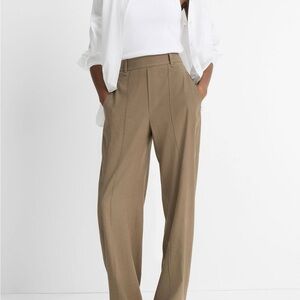 Vince Tan High-Waisted Trousers with Pleated Front